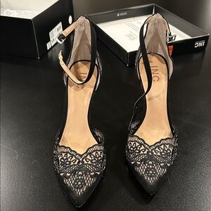 INC International Concepts Black Lace Heels